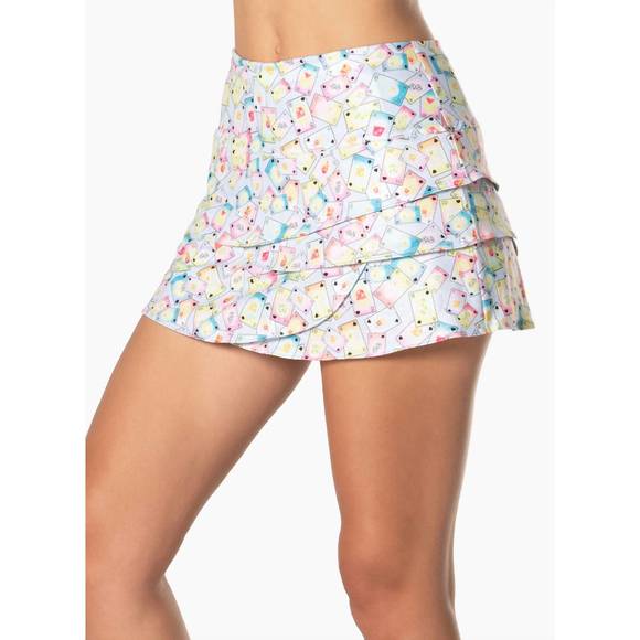 NEW LUCKY IN LOVE women's poker face scallop skirt in multi - Picture 2 of 3